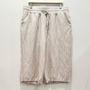 Pre-loved! ZAC & RACHEL Tan White Linen Blend Crop Relaxed Capri Pants!